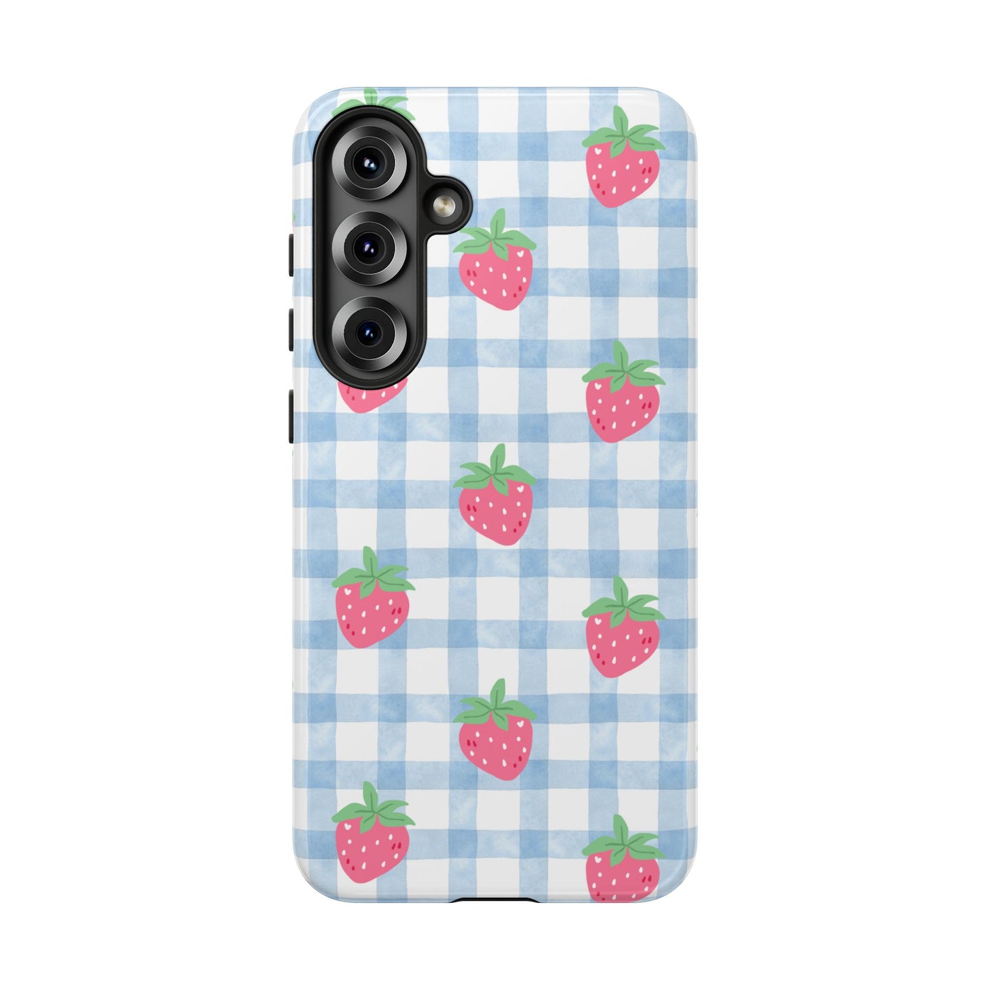 Strawberry Gingham Protective Phone Case