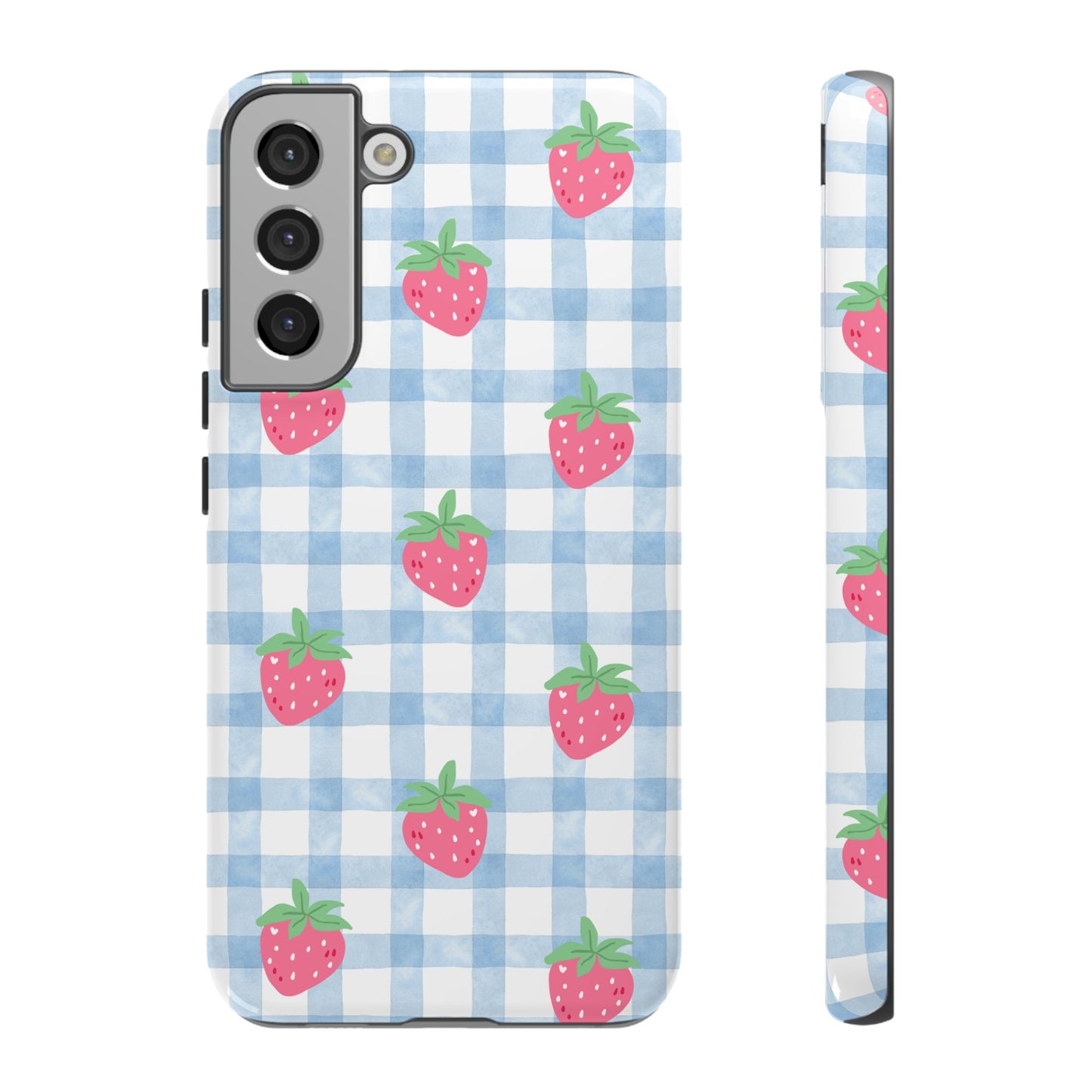 Strawberry Gingham Protective Phone Case
