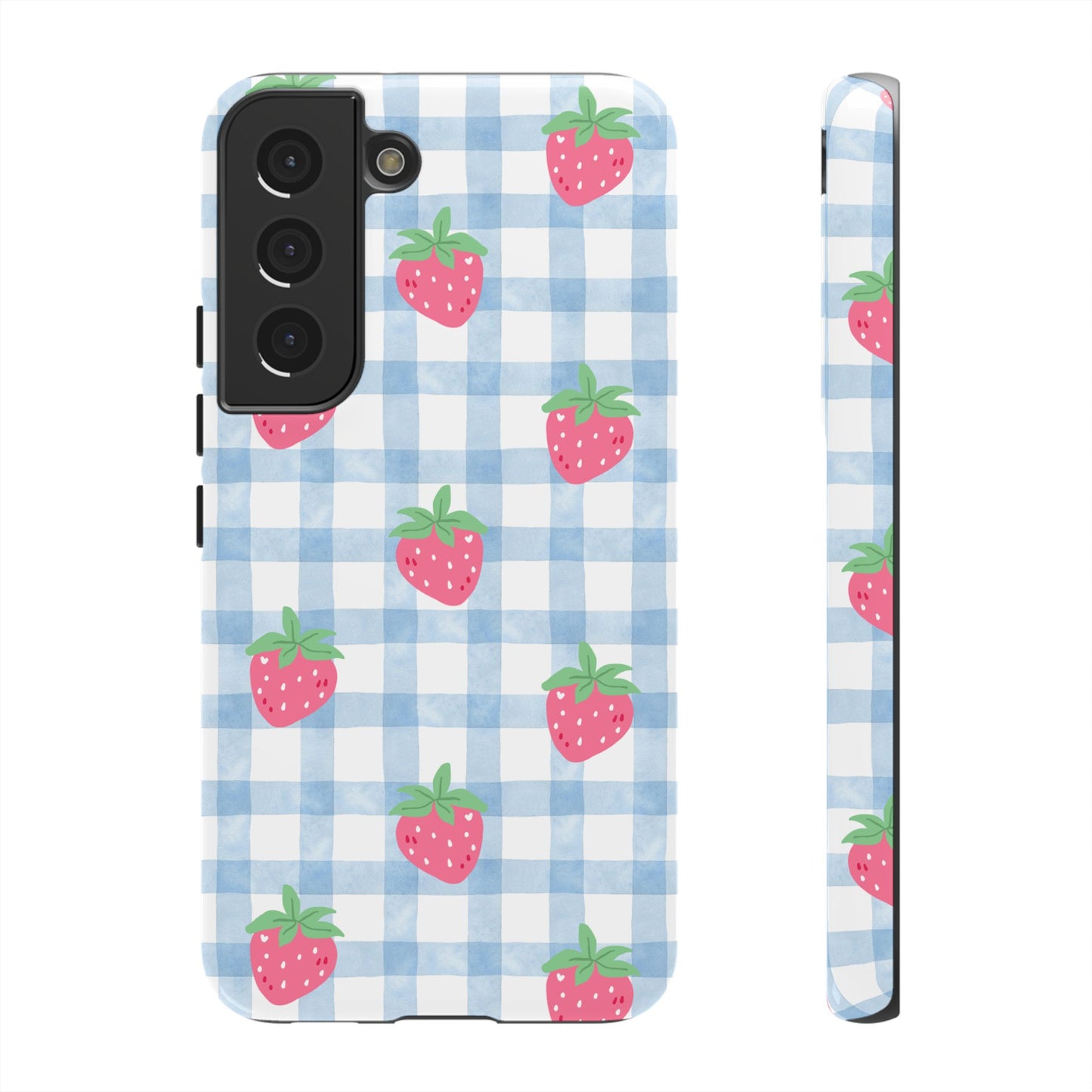 Strawberry Gingham Protective Phone Case