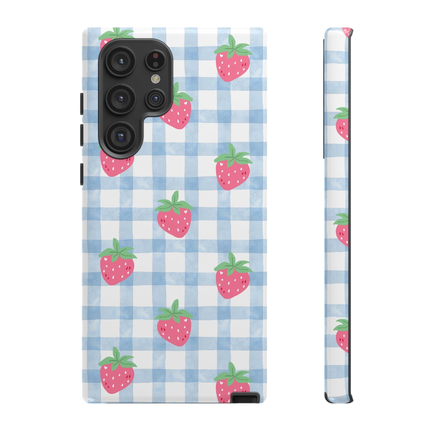 Strawberry Gingham Protective Phone Case