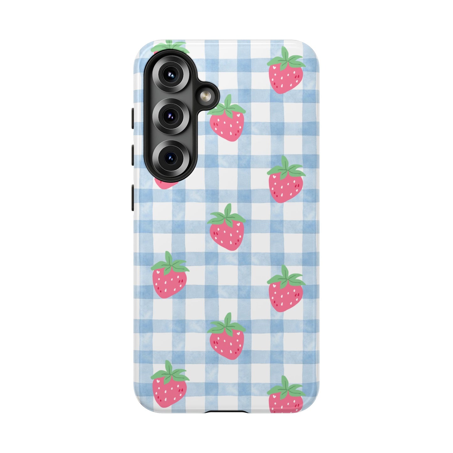 Strawberry Gingham Protective Phone Case