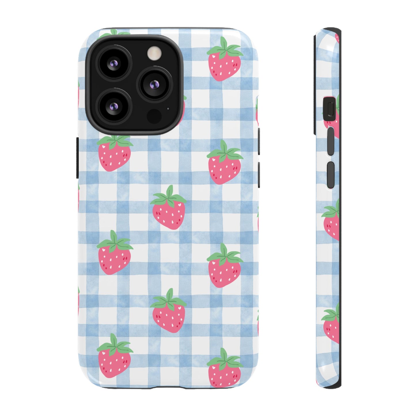 Strawberry Gingham Protective Phone Case