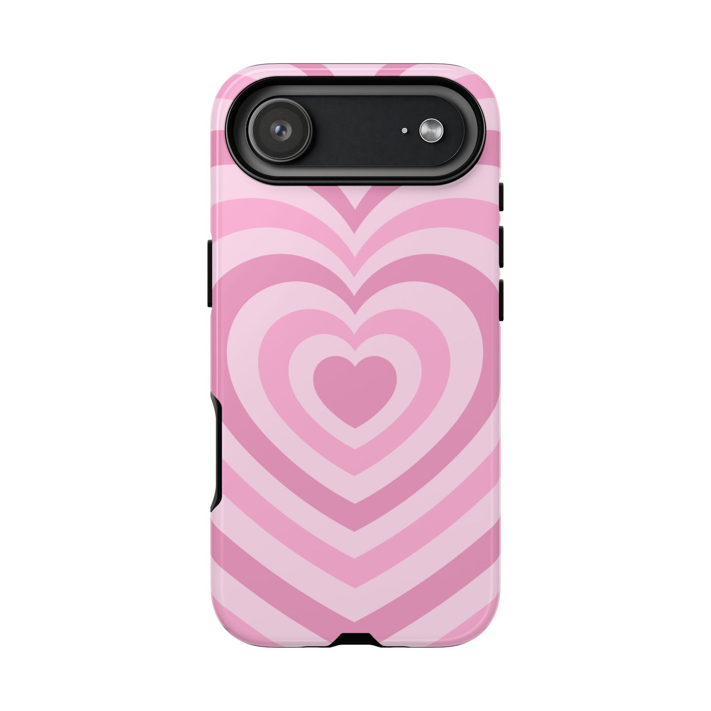 Phone case with pink heart pattern on a white background