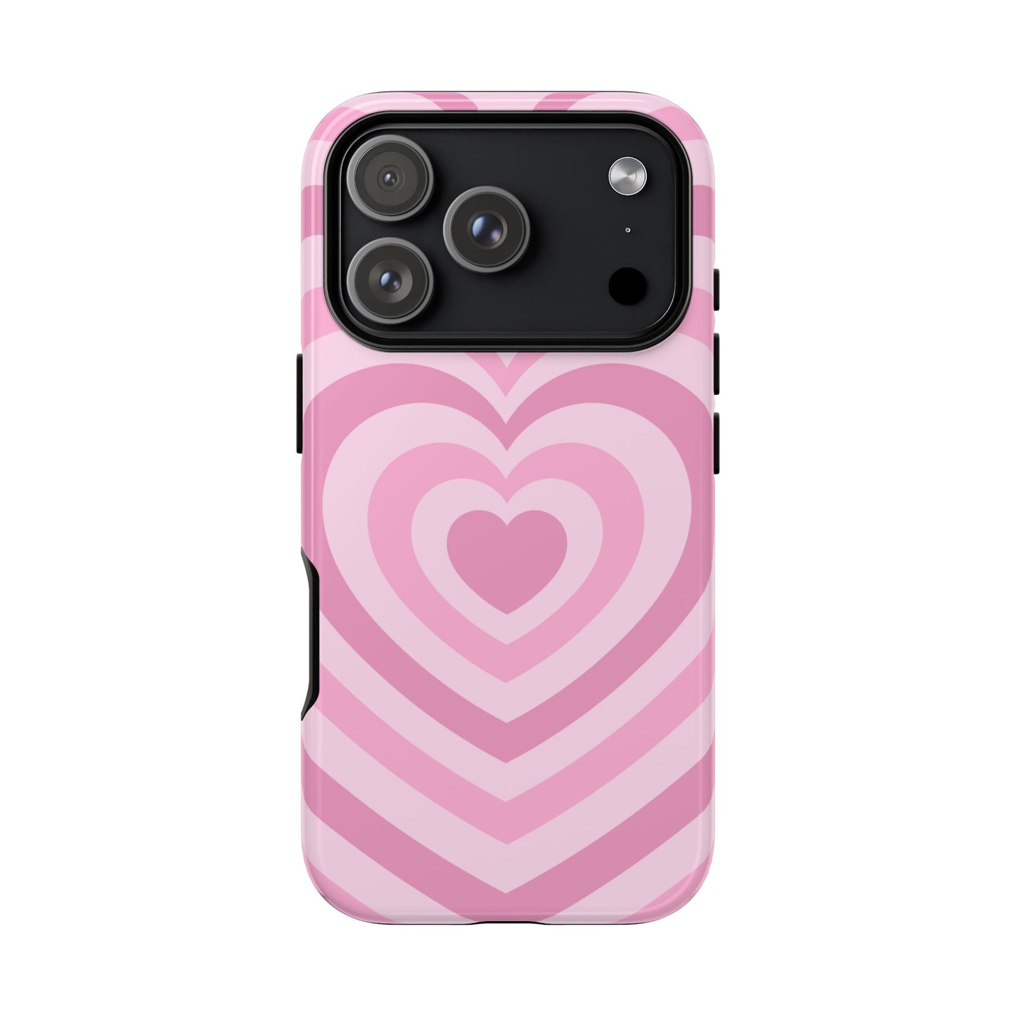 Phone case with pink heart pattern on a white background