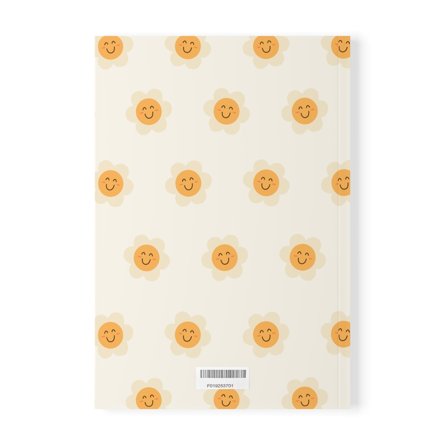 Notebook with happy face and sunflower pattern on a white background